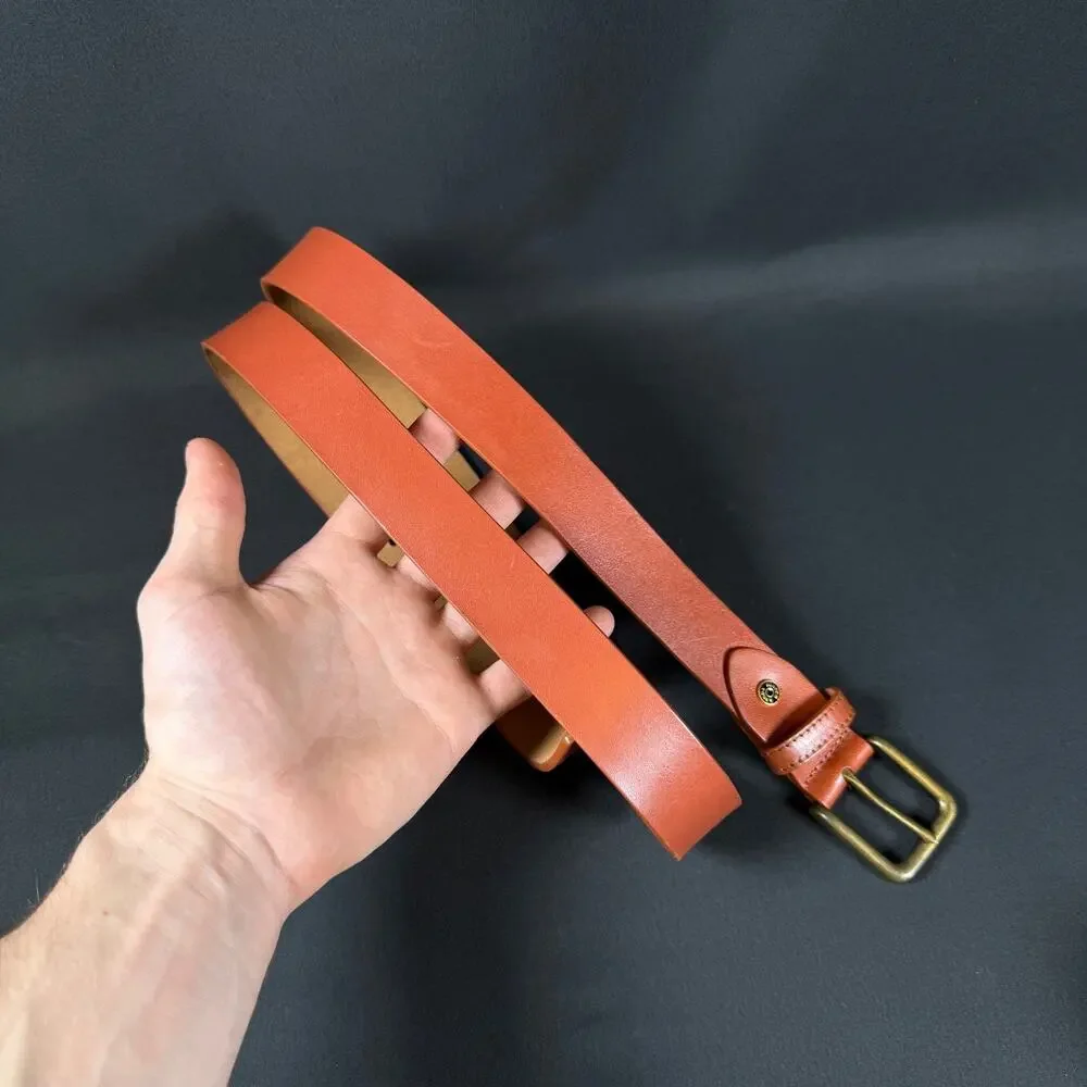Scotch & Soda Tan Leather Belt with Brass Buckle - XL